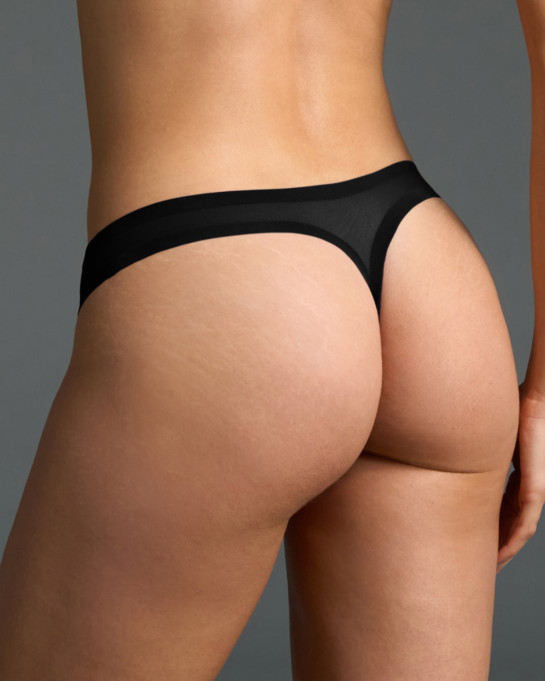 Black Mesh Thong