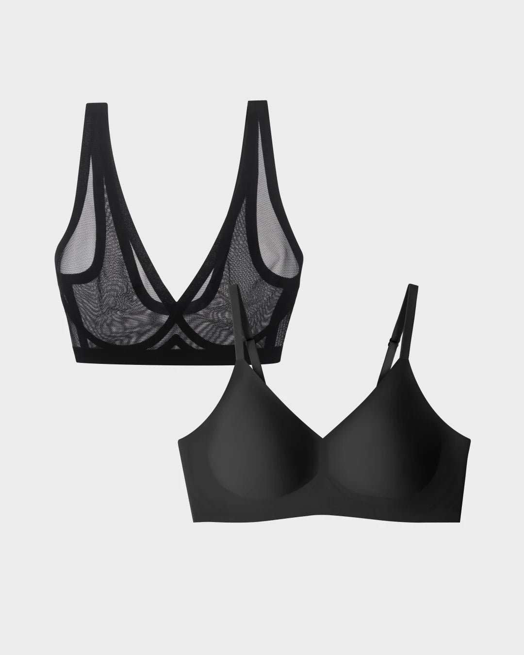 Black Sheer Bralette and Black Relief Bra Bundle