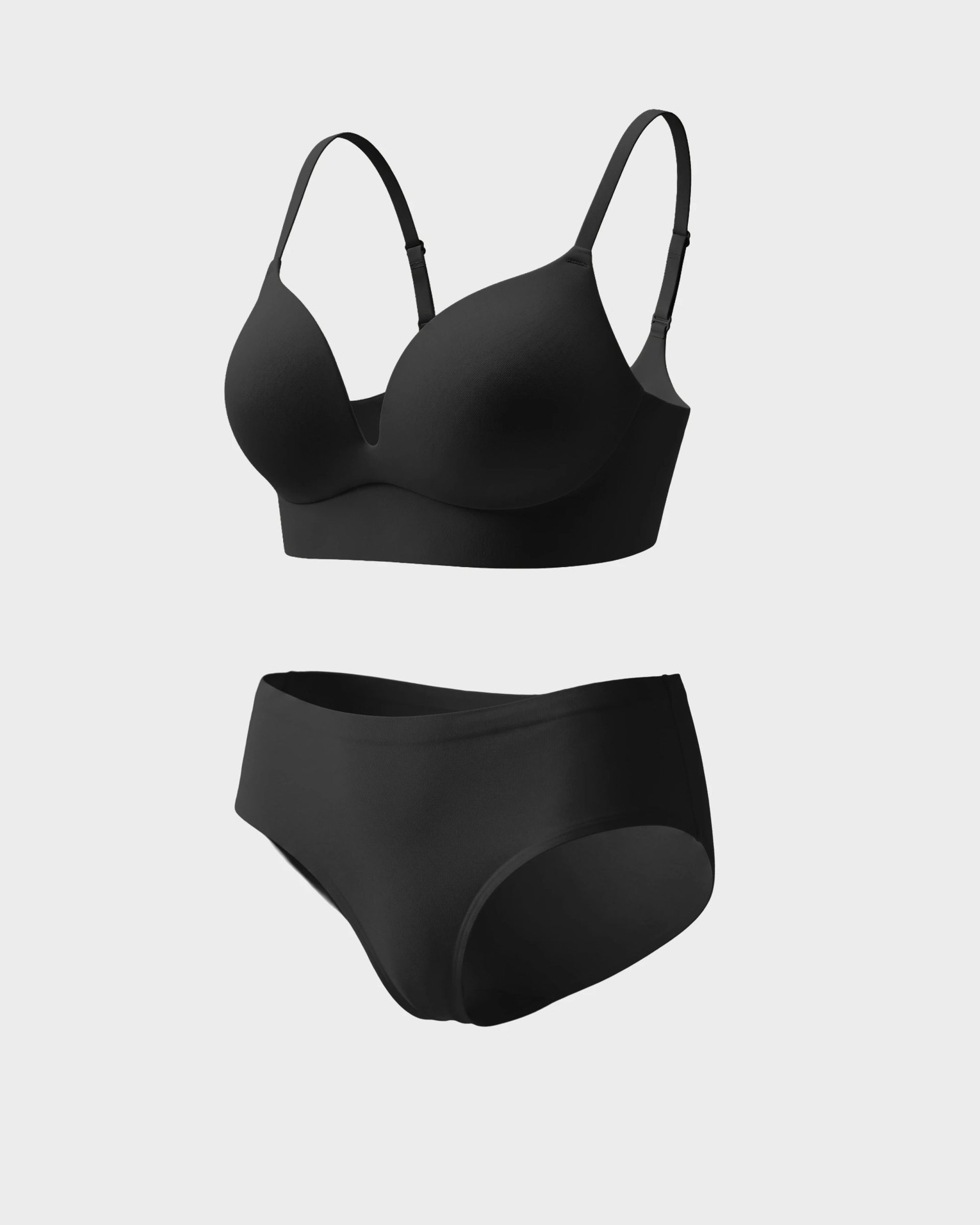Black Boob Job Bra and Brief Set