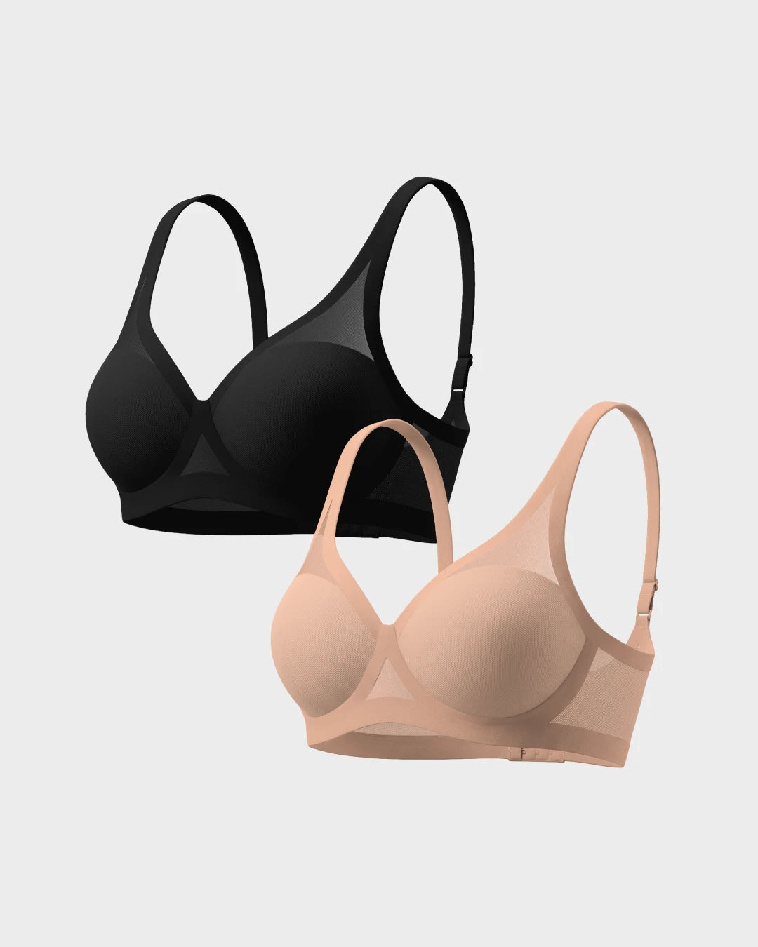 Black and Champagne Light Lift Sheer Bra Duo