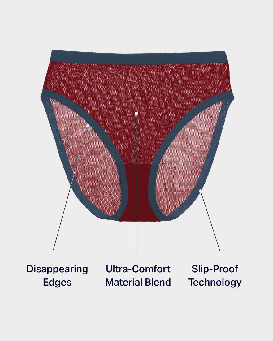Cabernet Mesh High Cut High Waisted
