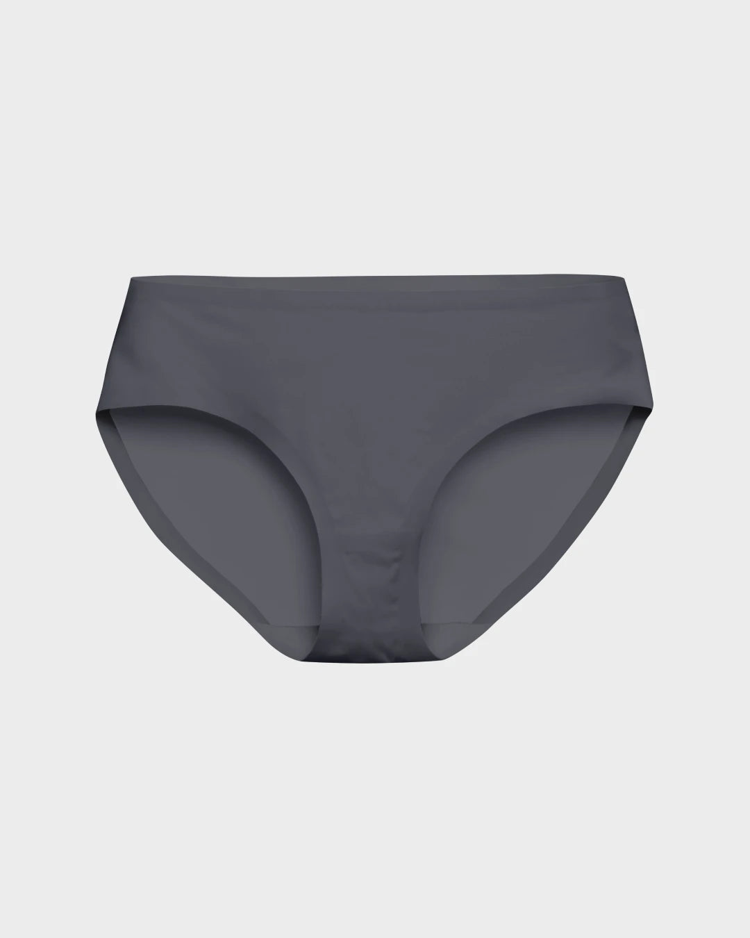 Dark slate seamless brief with modest rise and full coverage, shown flat on white.