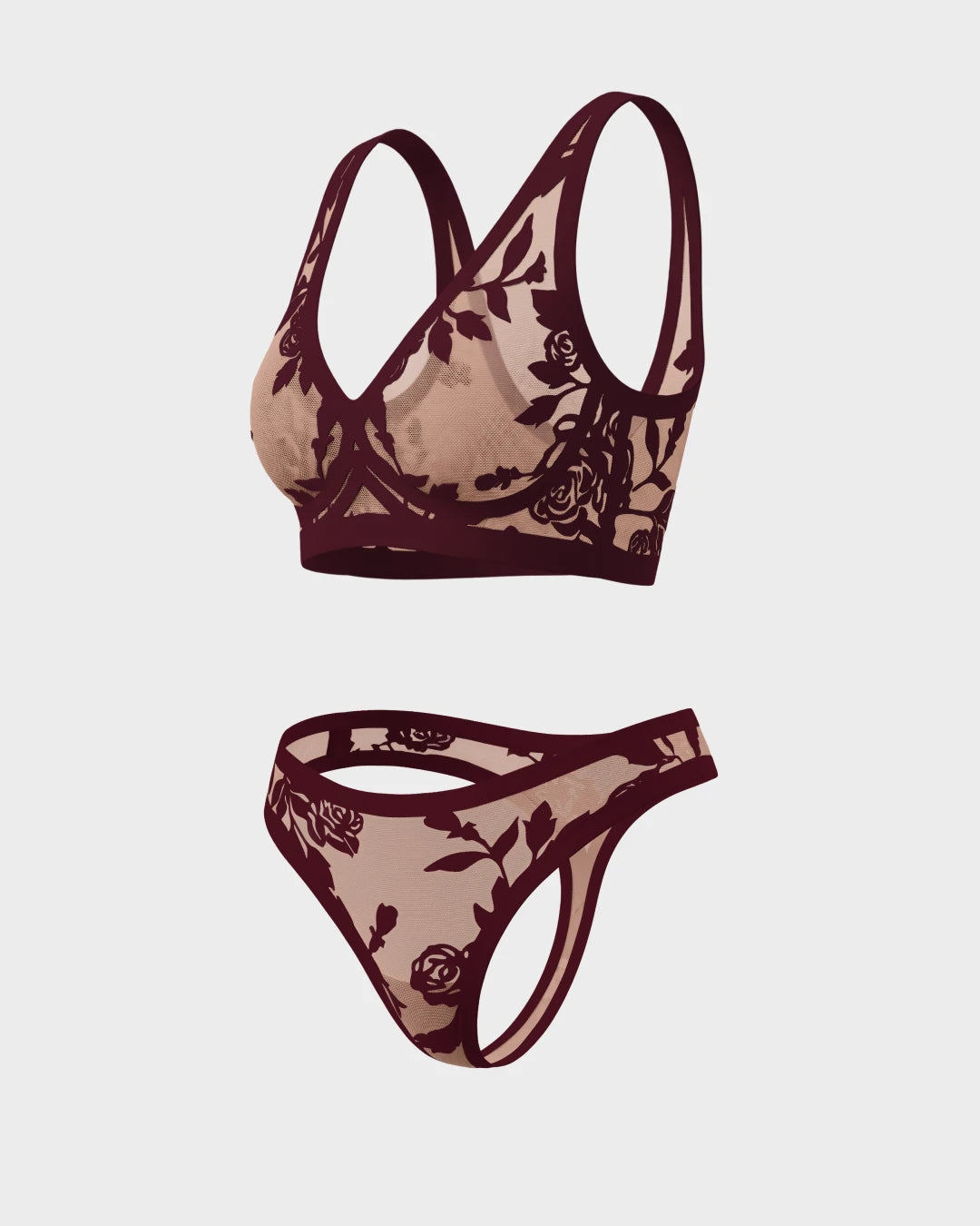 Madam Coquette Sheer Bralette and Sheer Thong Set