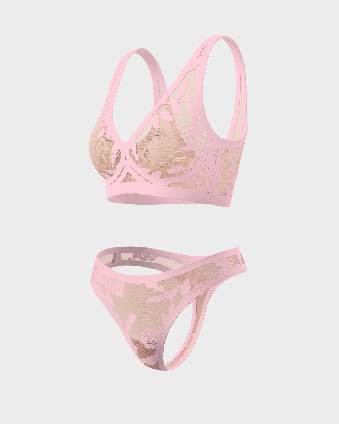 Madam Rosée Sheer Bralette and Sheer Thong Set