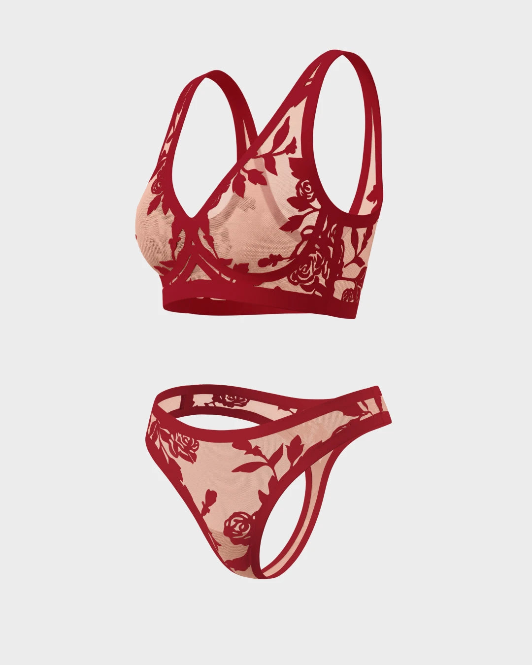 Madam Rouge Sheer Bralette and Sheer Thong Set