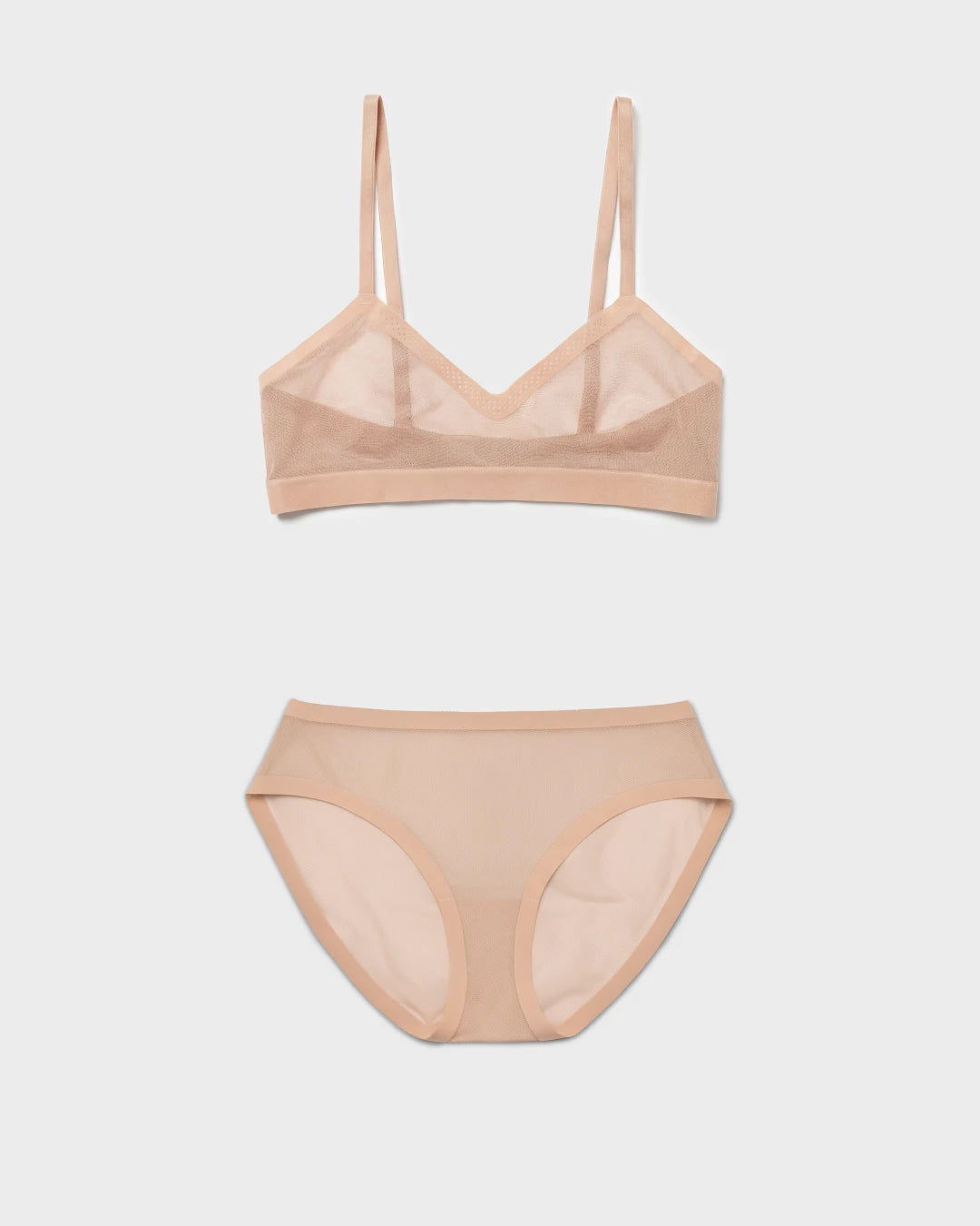 Champagne Triangle Sheer Bra and Sheer Brief Set