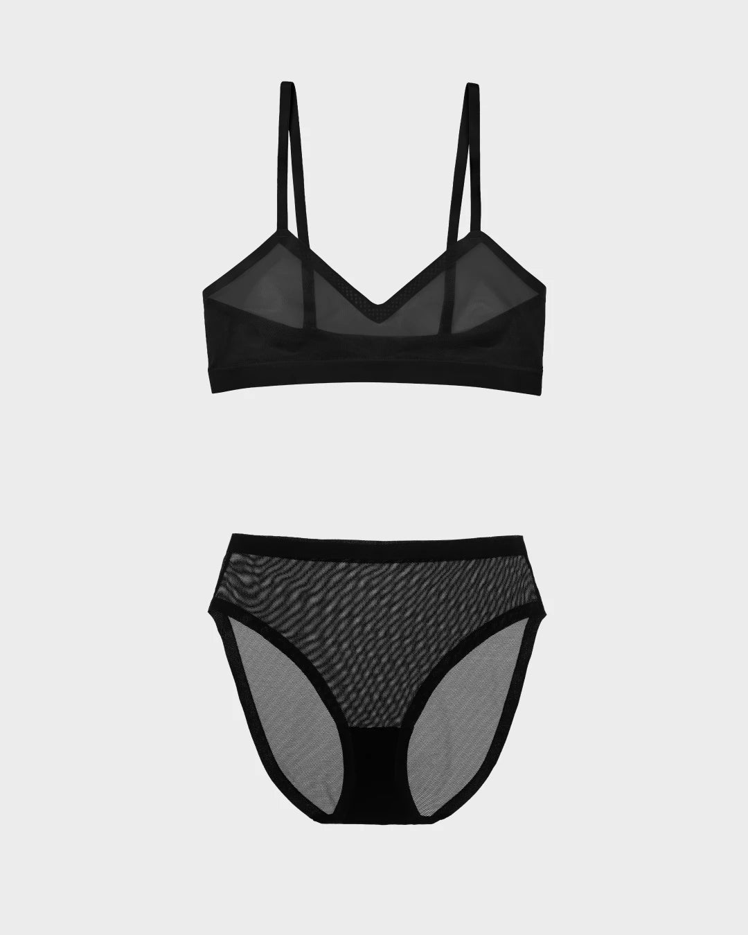 Black Triangle Sheer Bra and Sheer High Cut Set