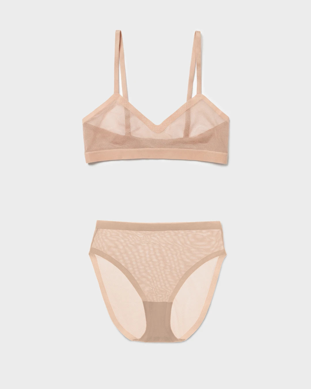 Champagne Triangle Sheer Bra and Sheer High Cut Set