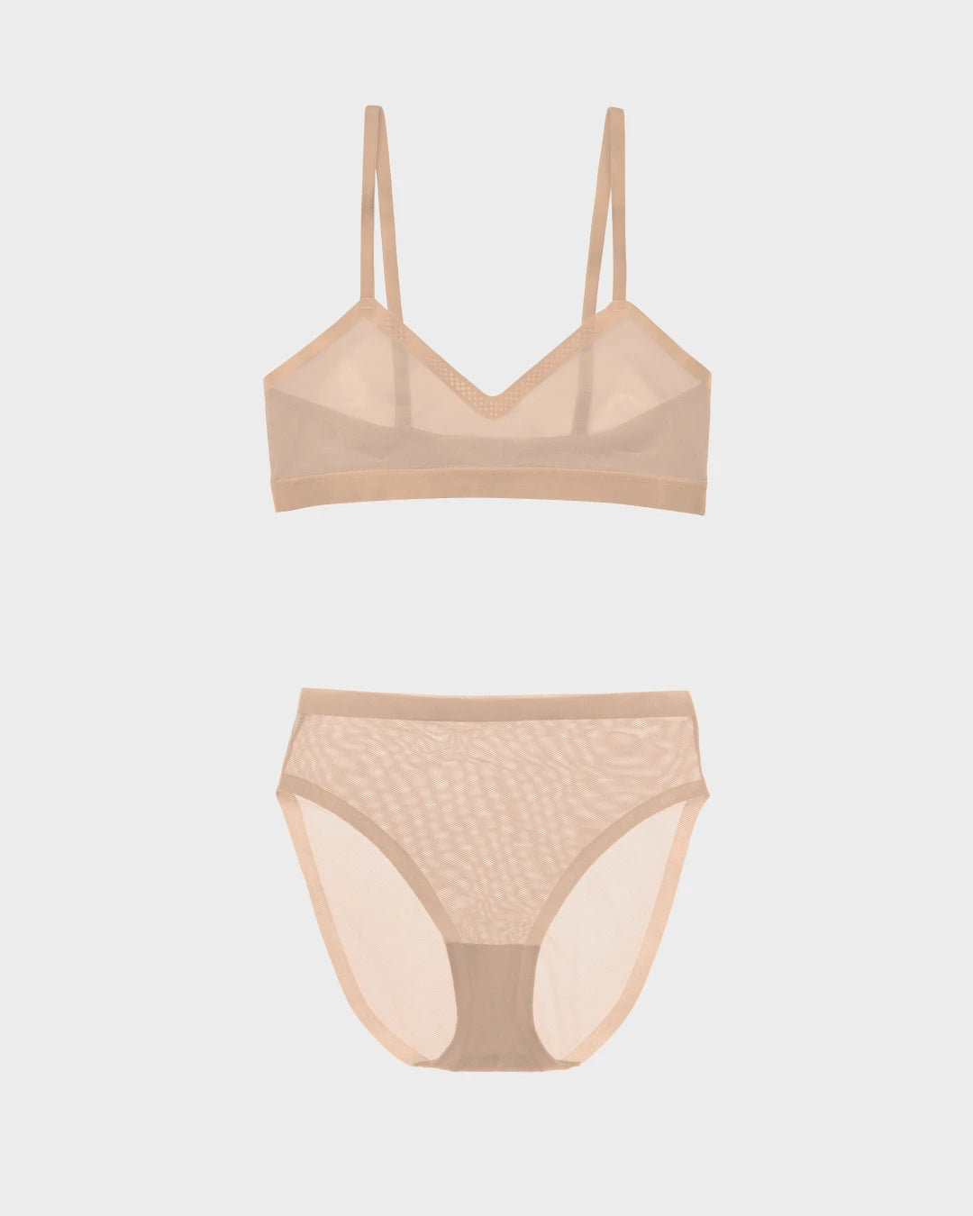 Champagne Triangle Sheer Bra and Sheer High Cut Set