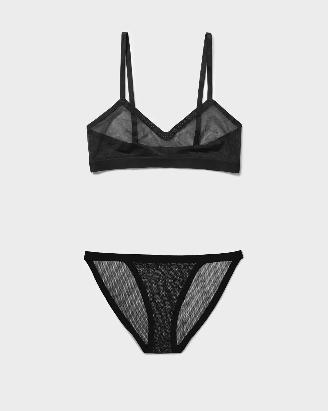 Black Triangle Sheer Bra and Sheer String Bikini Set