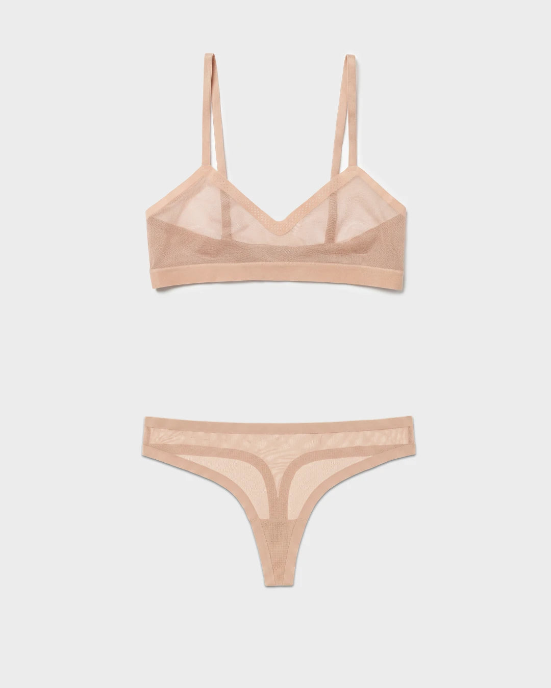Champagne Triangle Sheer Bra and Sheer Thong Set