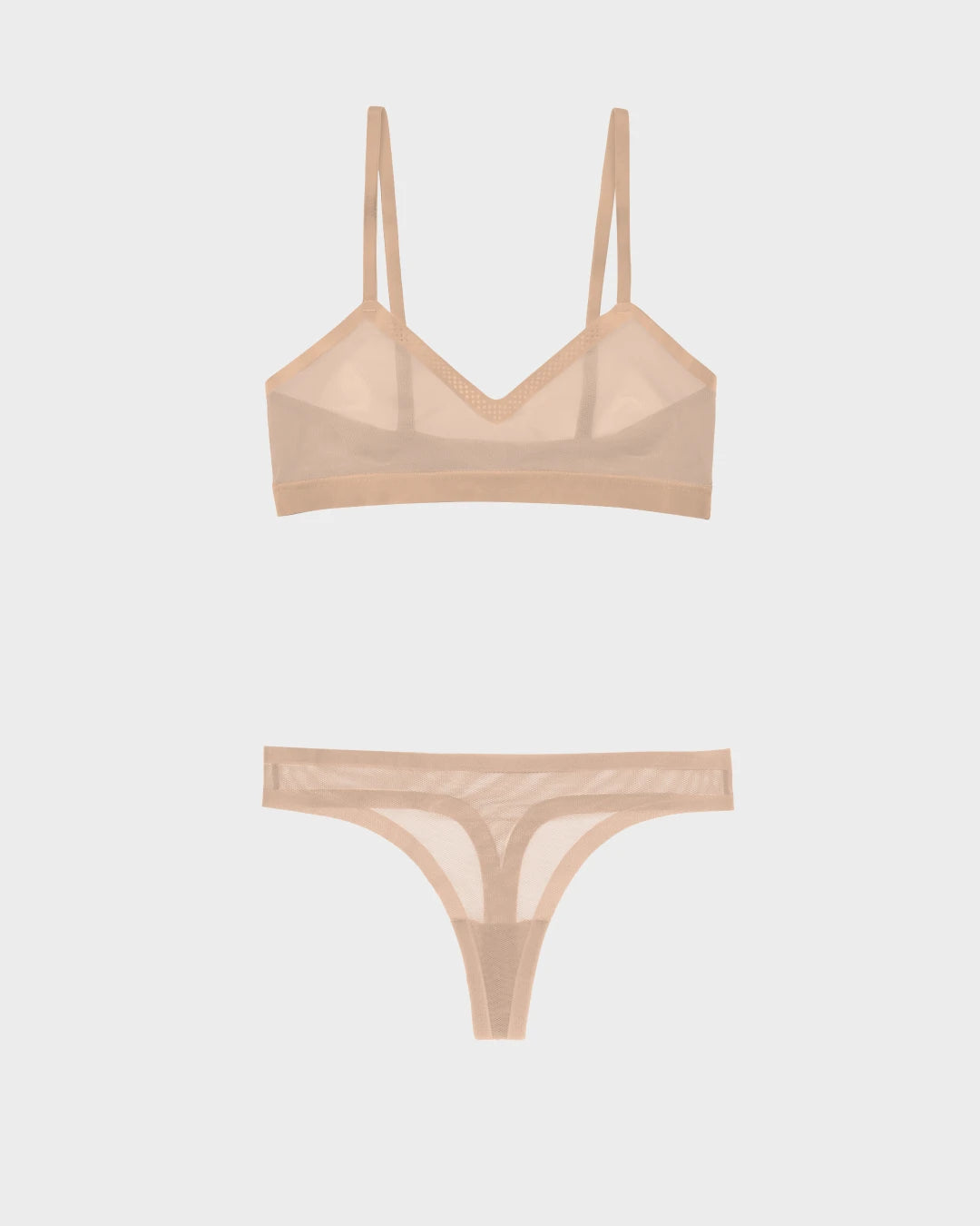 Champagne Triangle Sheer Bra and Sheer Thong Set