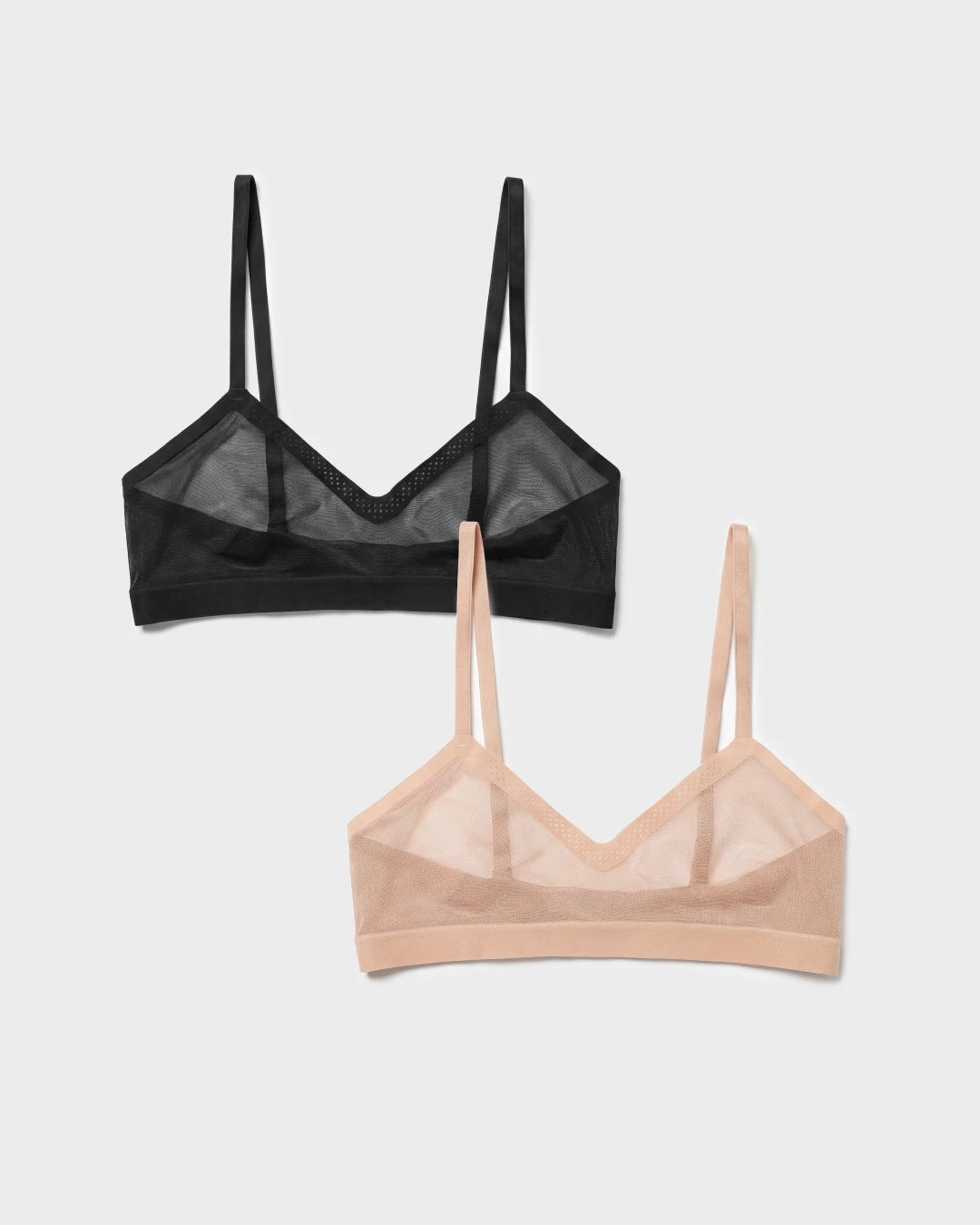 Champagne and Black Triangle Sheer Bra Duo